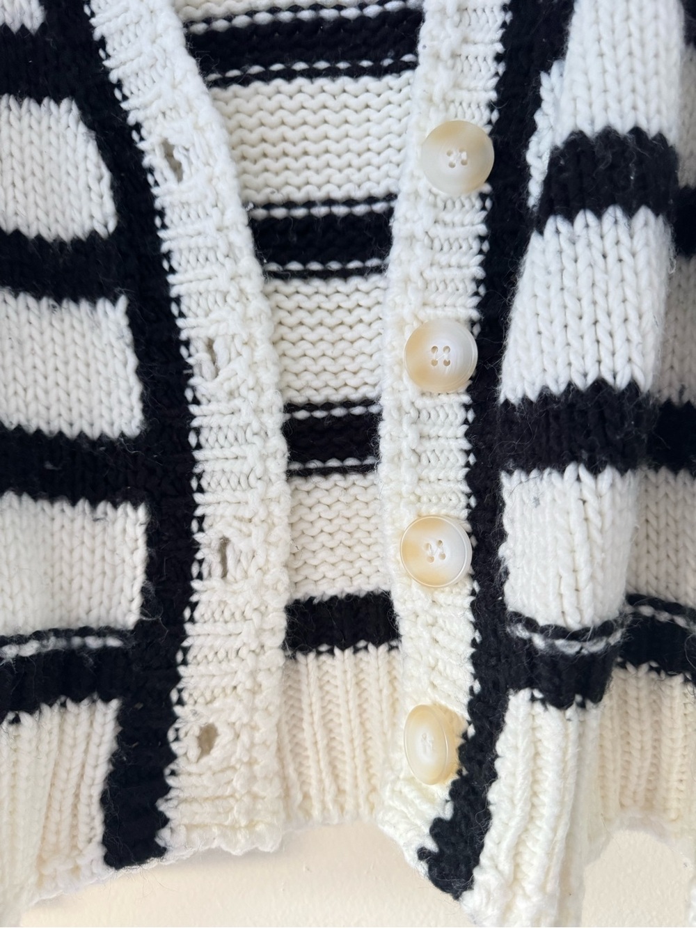 & Other Stories Black and White Striped Button Cardigan - Picture 3 of 7